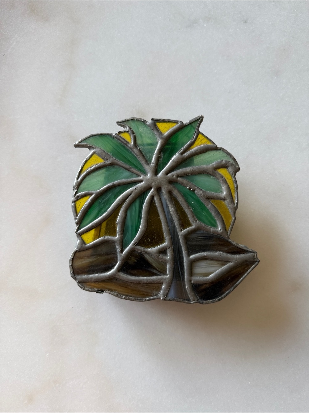 Stained Glass Palm Tree Trinket Box
